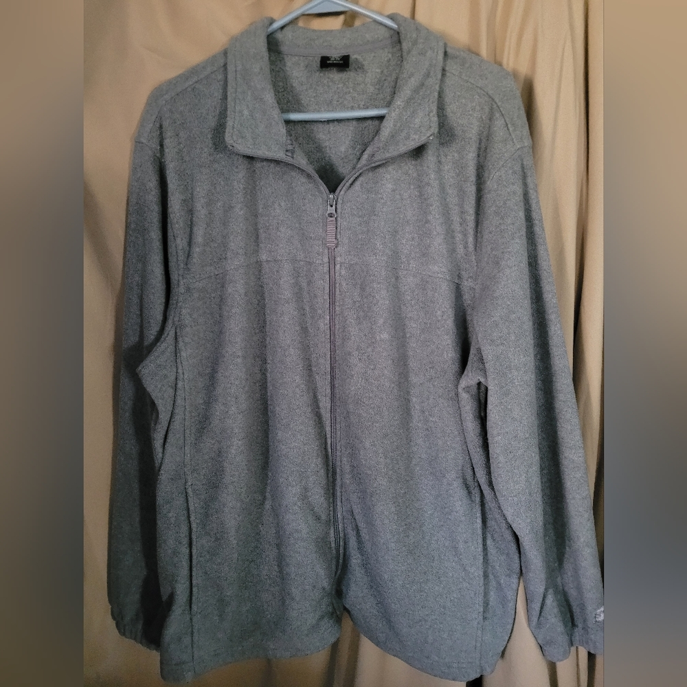 2 XLarge Mens Longsleeve Fleece Jacket.by starter(gray/ 2pockets)